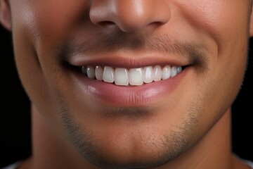 men with perfect white teeth - closeup created using generative AI tools