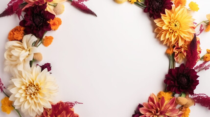 Obraz premium Wreath frame made of branches eucalyptus and leaves. 