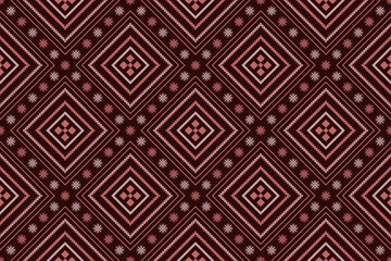 Red traditional ethnic pattern paisley flower Ikat background abstract Aztec African Indonesian Indian seamless pattern for fabric print cloth dress carpet curtains and sarong