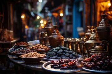 Ramadhan Market With Traditional Sweets, Generative AI