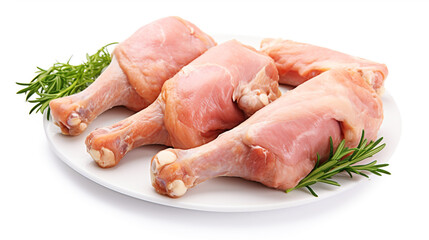 raw chicken on a white background. Generative Ai. 