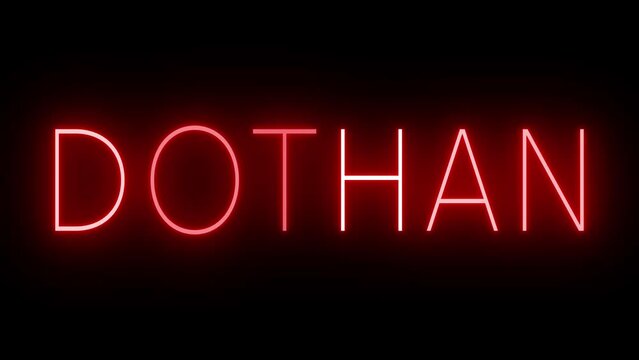 Red flickering and blinking animated neon sign for the city of Dothan