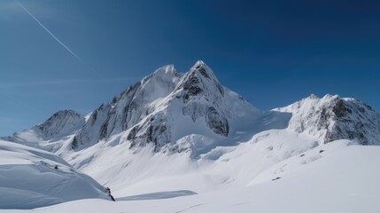 Fototapeta premium Snowed mountain with blue sky