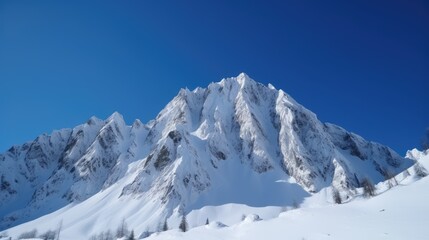 Fototapeta na wymiar Snowed mountain with blue sky
