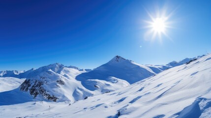 Fototapeta na wymiar Snowed mountain with blue sky