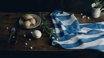 Greek flag on a table