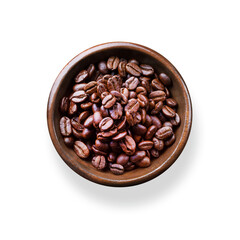 coffee beans in wooden bowl