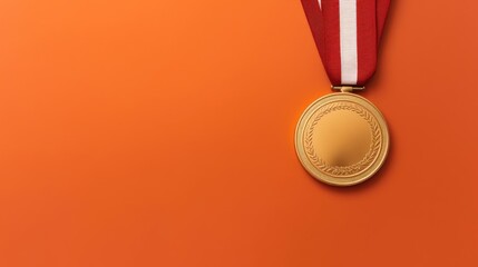 Medal on solid color background