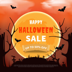 3d design halloween sale banner