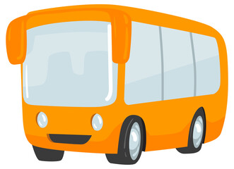 Yellow school bus isolated. Cartoon style.  illustration.