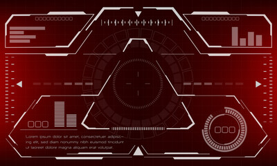 HUD sci-fi interface screen view red design virtual reality futuristic technology display vector