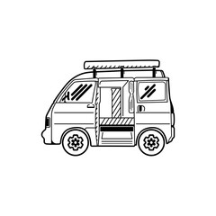 Vector graphic elements of a minivan. Used to decorate background images. or website illustration or to decorate illustrations for various presentations, High quality files.