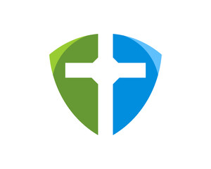 Obraz premium Cross inside the healthy shield logo