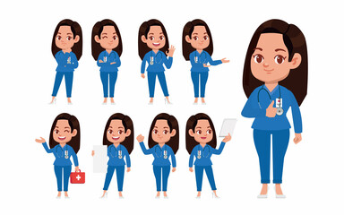 Obraz premium Set of doctor with different poses
