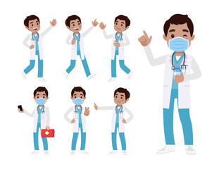 Obraz premium Set of doctor with different poses