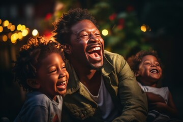  Father And His Kids Laughing Together, Generative AI