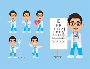 Obraz premium Set of doctor with different poses