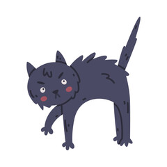 Black Angry Cat as Halloween Night Party Element Vector Illustration