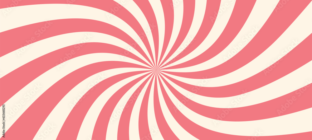Poster pink ice cream and candy swirl background, lollipop vortex patterns intermixed with strawberry and c