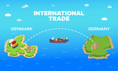 Denmark and Germany international trade relation. Vector illustration design