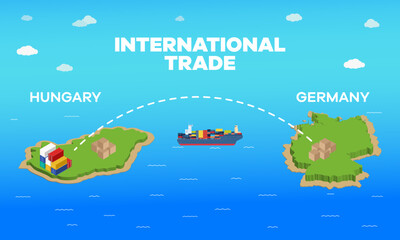 Hungary and Germany international trade relation. Vector illustration design