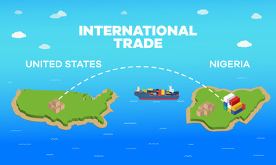 Naklejka premium Nigeria and united states international trade relation. Vector illustration design