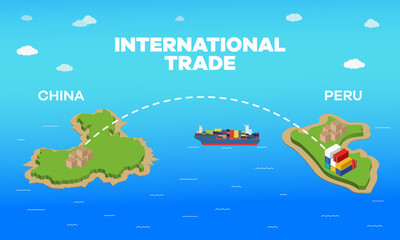 Peru and China international trade relations. Vector illustration design