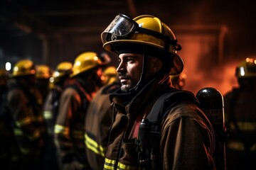 Courageous Fireman in Safety Uniform. Generative AI