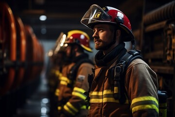 Guardian Firefighter in Protective Ensemble and Helmet. Generative AI