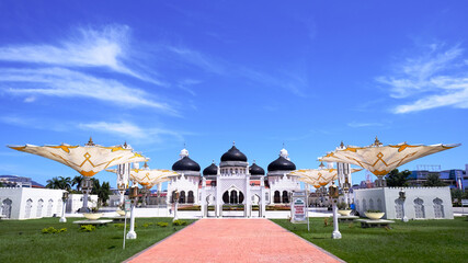 a beautiful grand Aceh mosque after the tsunami 19 years ago