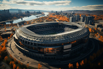 Soccer or football stadium in day time, aerial view - 633673095