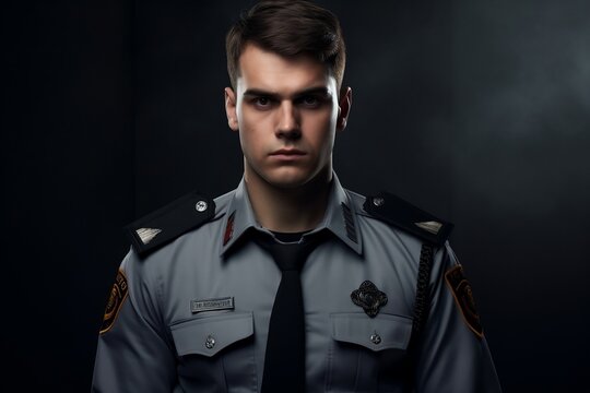 Police Officer in Light Grey Uniform. Generative AI