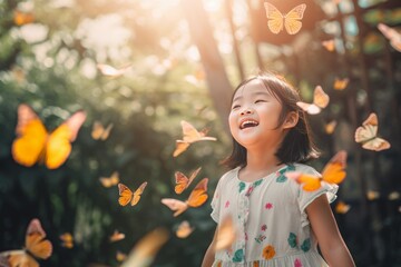 Chinese girl butterfly. Generate Ai
