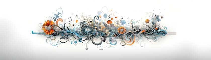 Wandbild mit bunten Blumen für Tapeten und Hintergrundmotiv als Druckvorlage in Querformat, ai generativ