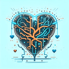 I love AI neural network stylized symbolic image logo