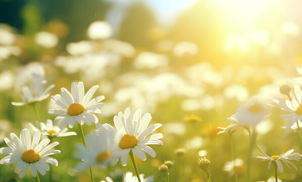 White Daisies in Nature with Soft Blur, AI generated." White Daisies in Nature with Soft Blur, AI generated