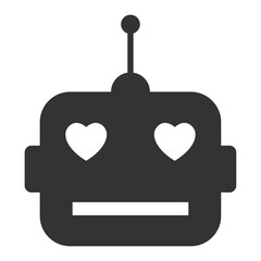 Vector illustration of love robots icon in dark color and transparent background(png).