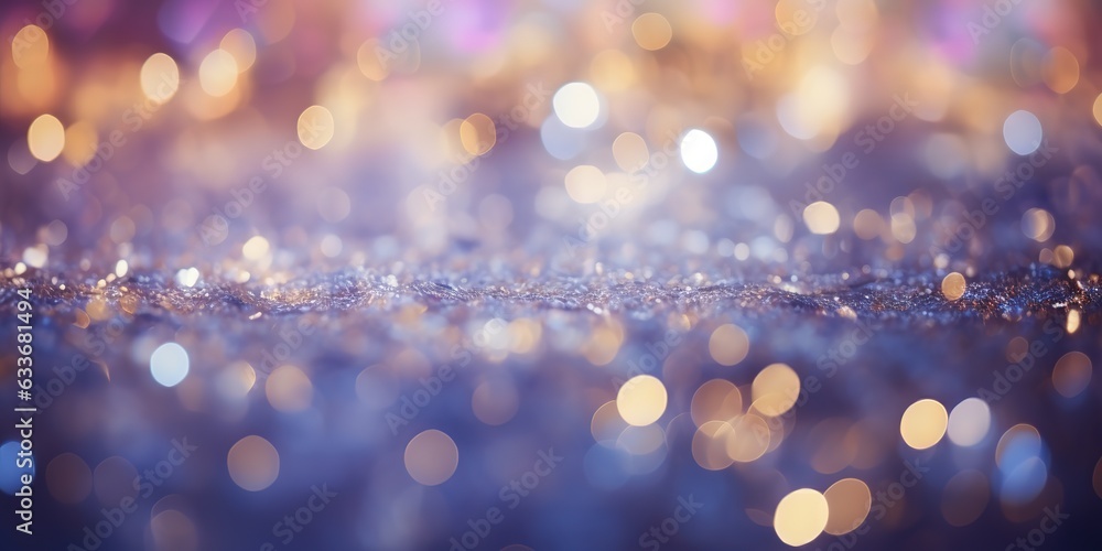 Poster Defocused christmas background with bright highlights from the lights