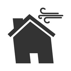 Vector illustration of wind house icon in dark color and transparent background(png).