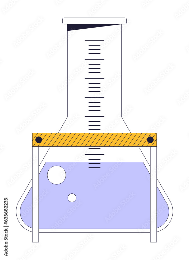 Poster measuring flax with liquid flat line color isolated vector object. chemistry. editable clip art imag