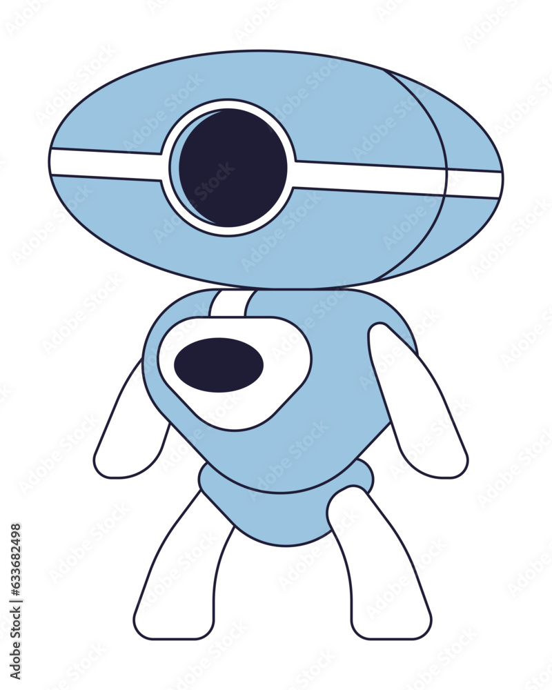 Aufkleber artificial intelligence robot flat line color isolated vector object. modern technology android. edi