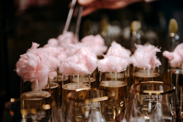 Banquet glasses for champagne and cotton candy