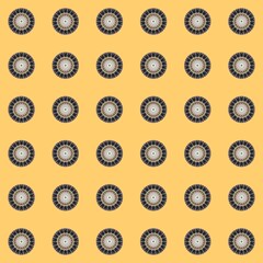 Seamless pattern with abstract circles on a yellow background. Vector illustration.