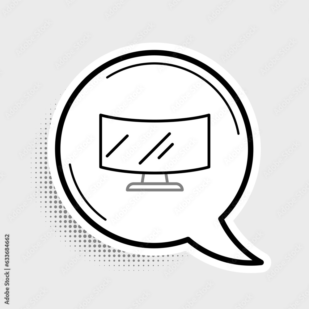 Poster line computer monitor screen icon isolated on grey background. electronic device. front view. colorf
