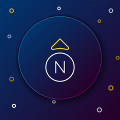 Line Compass icon isolated on blue background. Windrose navigation symbol. Wind rose sign. Colorful outline concept. Vector