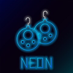Glowing neon line Earrings icon isolated on black background. Jewelry accessories. Colorful outline concept. Vector