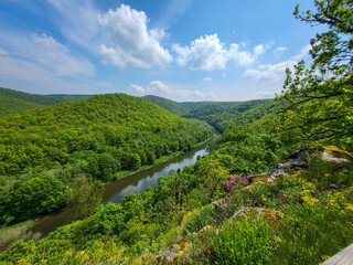 landscape with river and mountains
