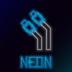 Glowing neon line LAN cable network internet icon isolated on black background. Colorful outline concept. Vector