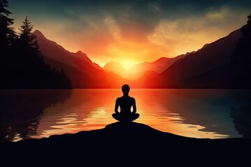 Tracing the Path Within: The Meditative Silhouette's Yoga and Healing Journey Marking the Midway Progress in Emotional Resilience Generative AI