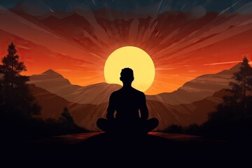 From Meditation to Healing: The Meditative Silhouette's Visual Representation of Halfway Emotional Progress and Yoga's Transformative Power Generative AI
